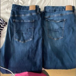 American Eagle curvy jetting dark wash jeans, 22